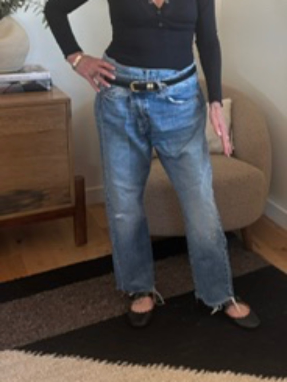 R13 criss cross front denim